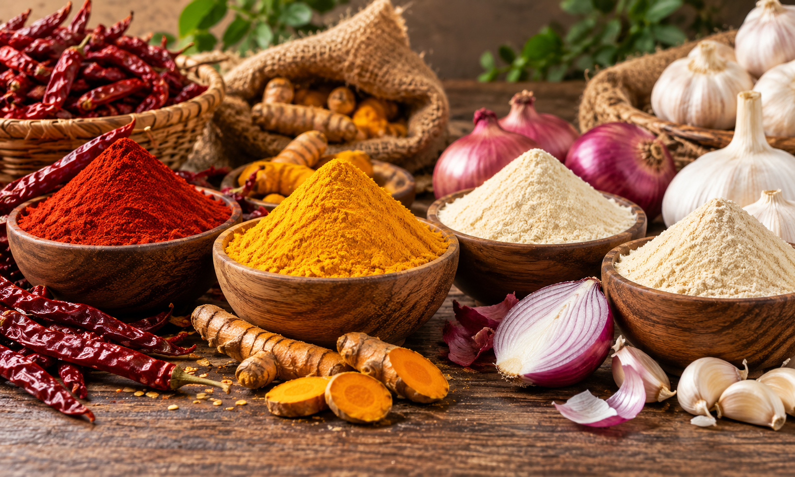 Indian Spice Exporter for Red Chilli, Turmeric, Onion & Garlic Powder